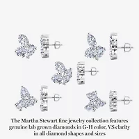 Lab Created 3 Carat Lab Grown Diamond Cluster Stud Earrings In Sterling Silver