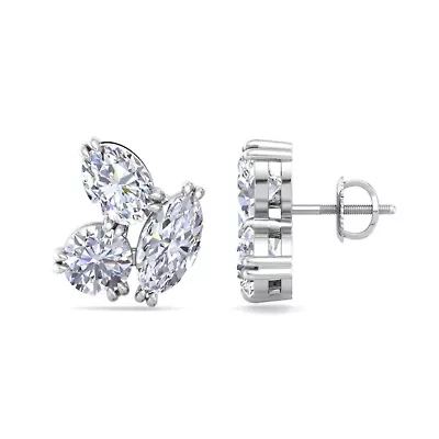 Lab Created 3 Carat Lab Grown Diamond Cluster Stud Earrings In Sterling Silver