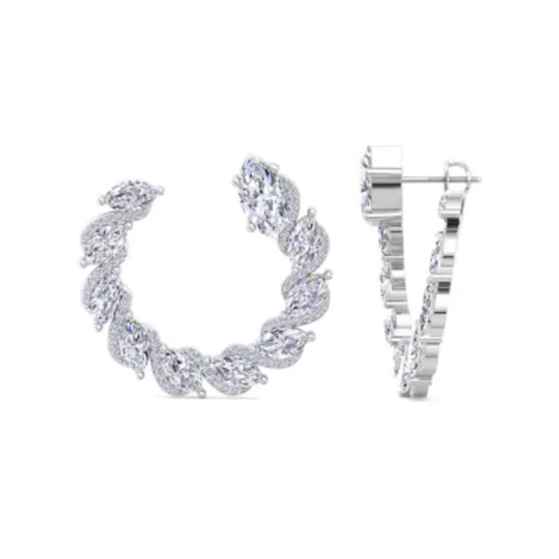 Lab Created Carat Lab Grown Diamond Hoop Earrings In Sterling Silver