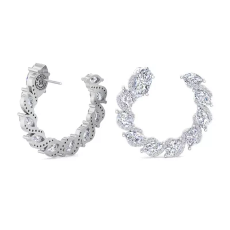 Lab Created Carat Lab Grown Diamond Hoop Earrings In Sterling Silver