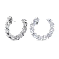 Lab Created Carat Lab Grown Diamond Hoop Earrings In Sterling Silver