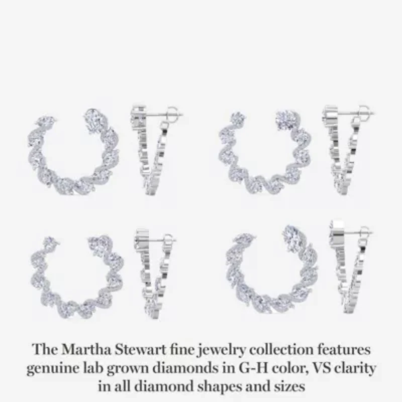 Lab Created Carat Lab Grown Diamond Hoop Earrings In Sterling Silver