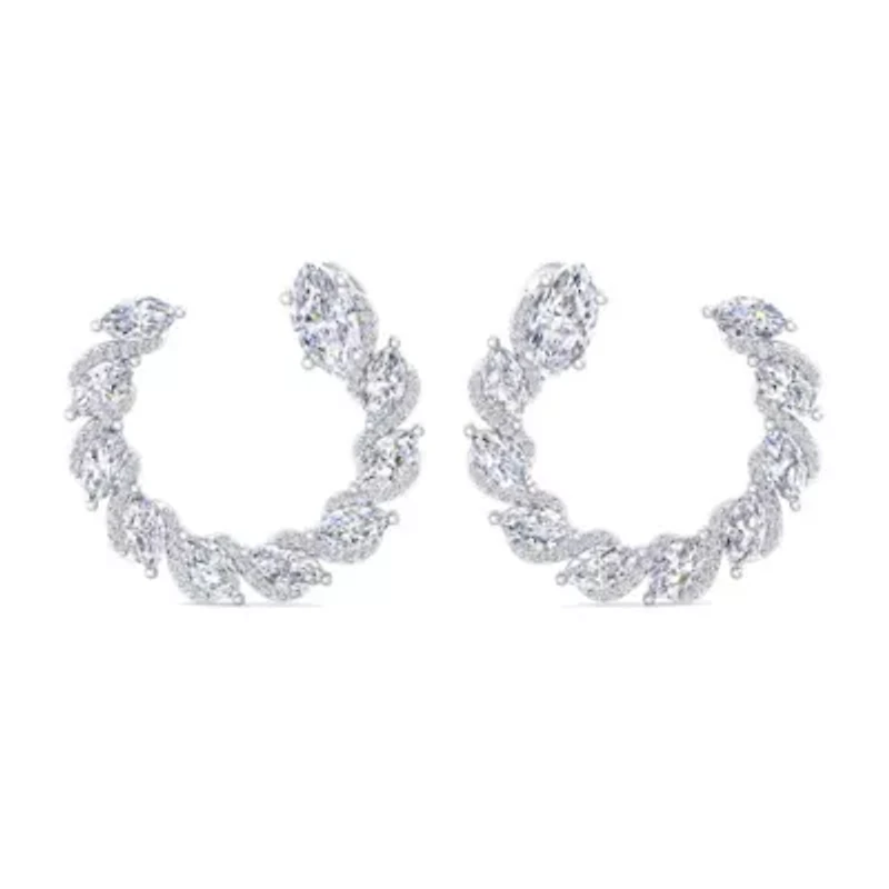 Lab Created Carat Lab Grown Diamond Hoop Earrings In Sterling Silver