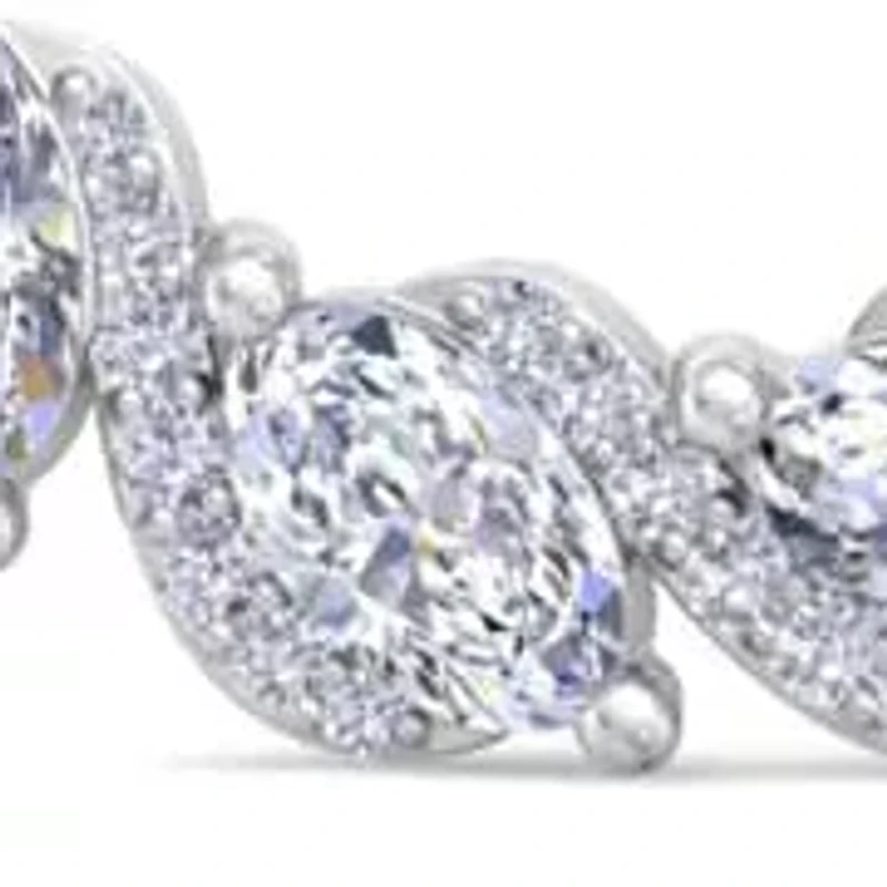 Lab Created 5 Carat Lab Grown Diamond Hoop Earrings In Sterling Silver, Oval