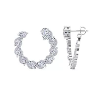 Lab Created 5 Carat Lab Grown Diamond Hoop Earrings In Sterling Silver, Oval