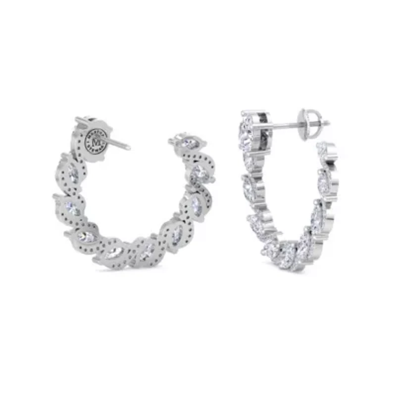 Lab Created 5 Carat Lab Grown Diamond Hoop Earrings In Sterling Silver, Oval