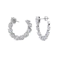 Lab Created 5 Carat Lab Grown Diamond Hoop Earrings In Sterling Silver, Oval