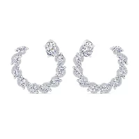 Lab Created 5 Carat Lab Grown Diamond Hoop Earrings In Sterling Silver, Oval
