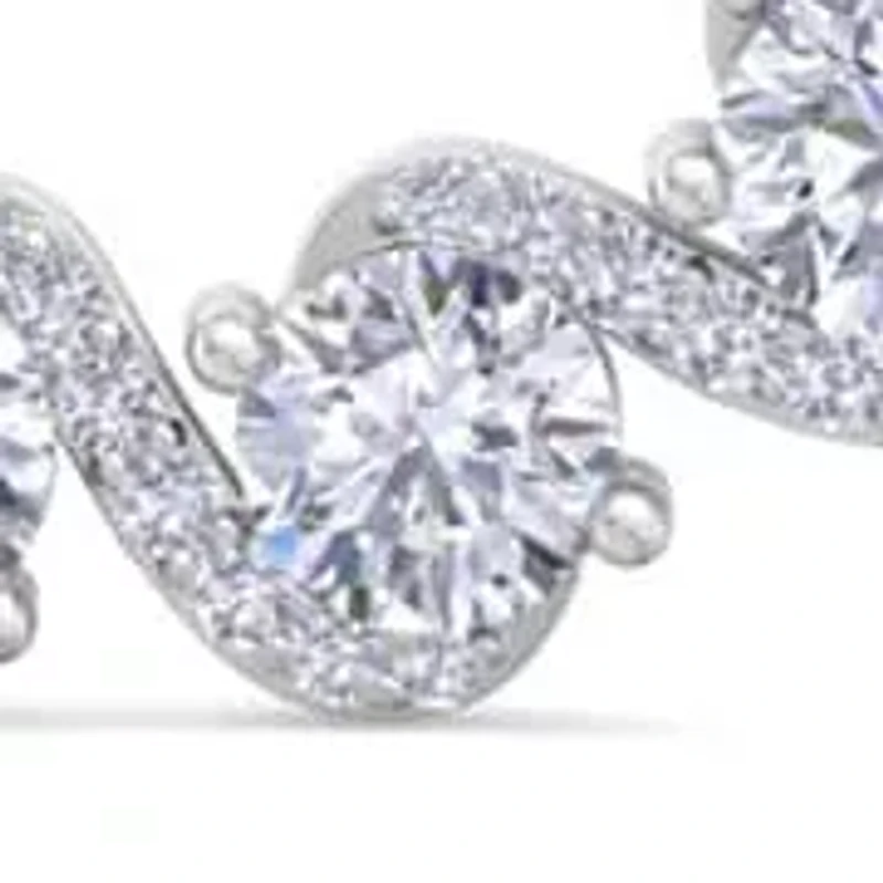 Lab Created 5 Carat Lab Grown Diamond Hoop Earrings In Sterling Silver