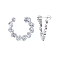 Lab Created 5 Carat Lab Grown Diamond Hoop Earrings In Sterling Silver