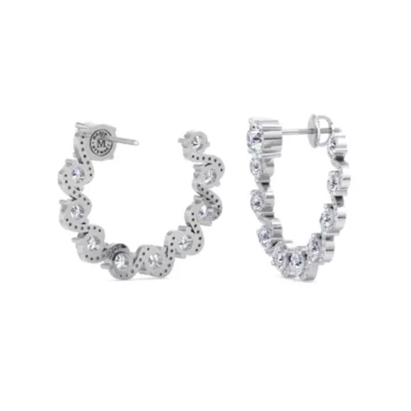 Lab Created 5 Carat Lab Grown Diamond Hoop Earrings In Sterling Silver