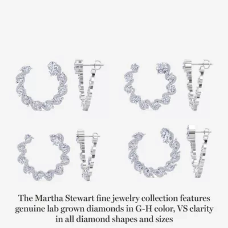 Lab Created 5 Carat Lab Grown Diamond Hoop Earrings In Sterling Silver