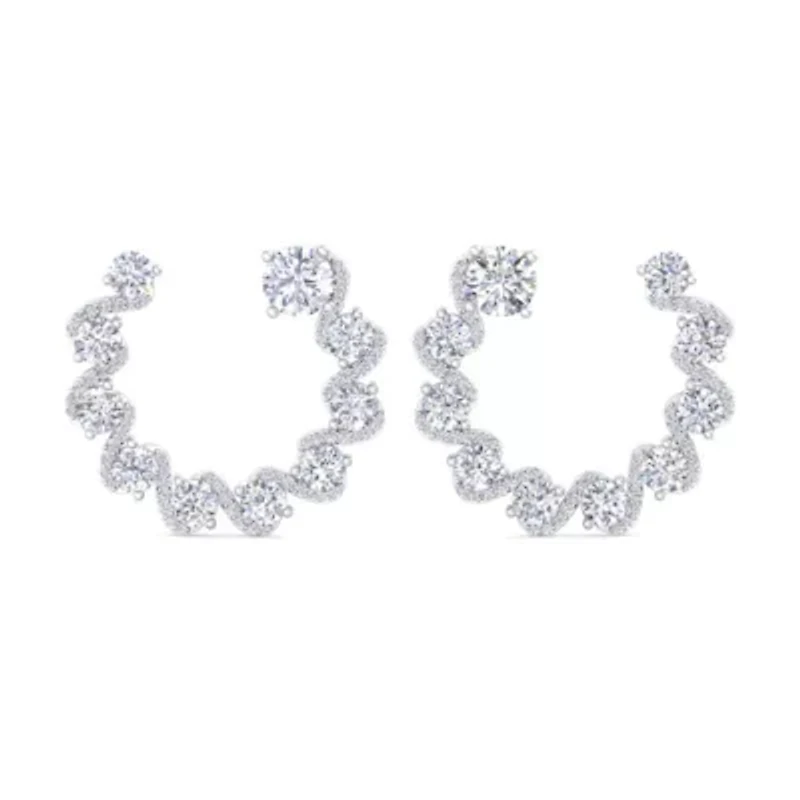 Lab Created 5 Carat Lab Grown Diamond Hoop Earrings In Sterling Silver