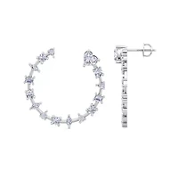 Lab Created 3 Carat Lab Grown Diamond Fancy Hoop Earrings In Sterling Silver