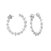Lab Created 3 Carat Lab Grown Diamond Fancy Hoop Earrings In Sterling Silver