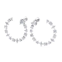 Lab Created 3 Carat Lab Grown Diamond Fancy Hoop Earrings In Sterling Silver