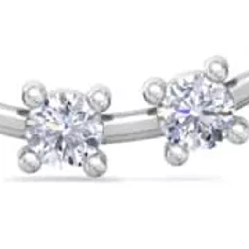 Lab Created Carat Lab Grown Diamond Hoop Earrings In Sterling Silver