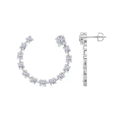 Lab Created Carat Lab Grown Diamond Hoop Earrings In Sterling Silver