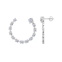 Lab Created Carat Lab Grown Diamond Hoop Earrings In Sterling Silver