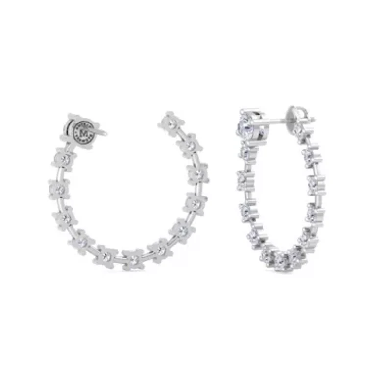 Lab Created Carat Lab Grown Diamond Hoop Earrings In Sterling Silver