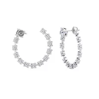 Lab Created Carat Lab Grown Diamond Hoop Earrings In Sterling Silver