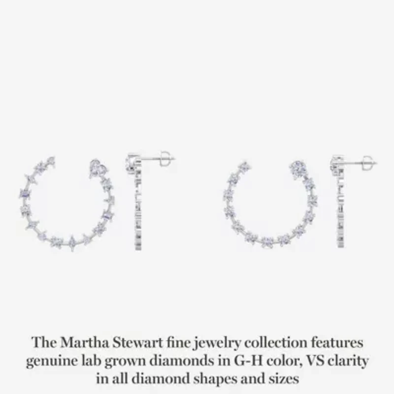 Lab Created Carat Lab Grown Diamond Hoop Earrings In Sterling Silver