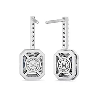 Lab Created 2 1/2 Carat Emerald Cut Lab Grown Diamond Drop Earrings In Sterling Silver