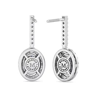Lab Created 2 1/2 Carat Oval Shape Lab Grown Diamond Drop Earrings In Sterling Silver