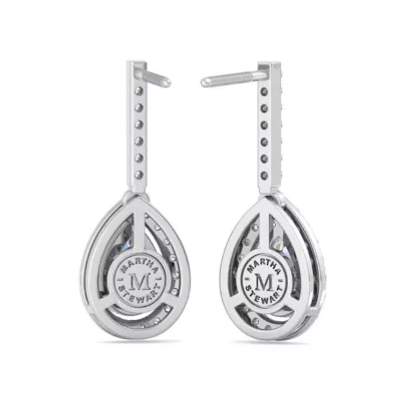 Lab Created 2 1/2 Carat Pear Shape Lab Grown Diamond Drop Earrings In Sterling Silver