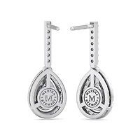 Lab Created 2 1/2 Carat Pear Shape Lab Grown Diamond Drop Earrings In Sterling Silver
