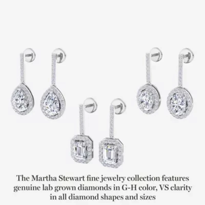 Lab Created 2 1/2 Carat Pear Shape Lab Grown Diamond Drop Earrings In Sterling Silver