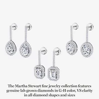 Lab Created 2 1/2 Carat Pear Shape Lab Grown Diamond Drop Earrings In Sterling Silver