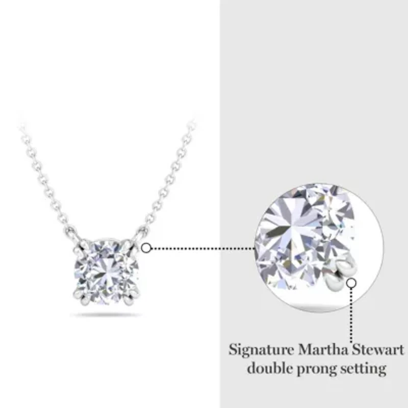 Lab Created Carat Pear Shape Lab Grown Diamond Solitaire Necklace In Sterling Silver