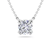 Lab Created Carat Round Shape Lab Grown Diamond Solitaire Necklace In Sterling Silver