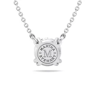 Lab Created Carat Round Shape Lab Grown Diamond Solitaire Necklace In Sterling Silver