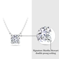 Lab Created Carat Round Shape Lab Grown Diamond Solitaire Necklace In Sterling Silver