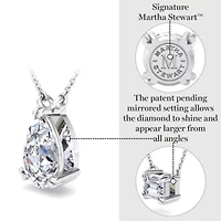 Lab Created Carat Round Shape Lab Grown Diamond Solitaire Necklace In Sterling Silver