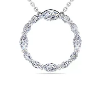 Lab Created 4 Carat Lab Grown Diamond Marquise Circle Necklace In Sterling Silver