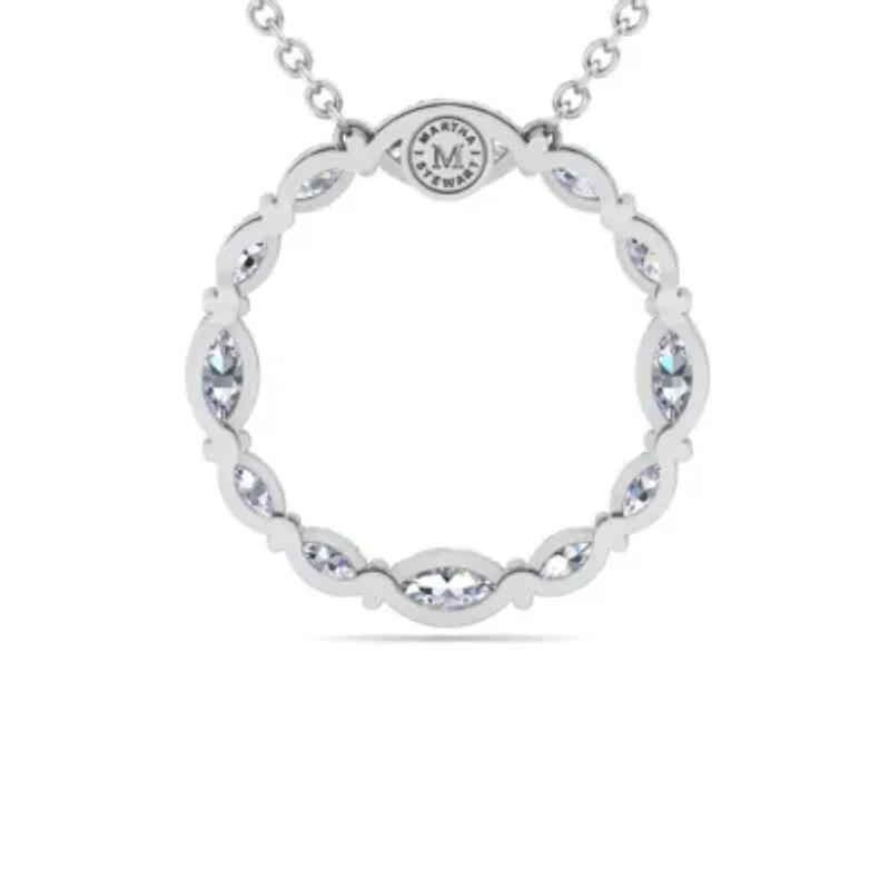 Lab Created 4 Carat Lab Grown Diamond Marquise Circle Necklace In Sterling Silver