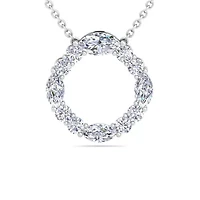 Lab Created 4 Carat Lab Grown Diamond Marquise and Round Circle Necklace In Sterling Silver