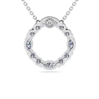 Lab Created 4 Carat Lab Grown Diamond Marquise and Round Circle Necklace In Sterling Silver