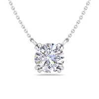 Lab Created 3 Carat Round Shape Lab Grown Diamond Solitaire Necklace In Sterling Silver