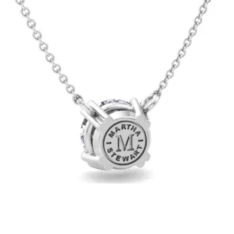 Lab Created 3 Carat Round Shape Lab Grown Diamond Solitaire Necklace In Sterling Silver