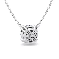Lab Created 3 Carat Round Shape Lab Grown Diamond Solitaire Necklace In Sterling Silver