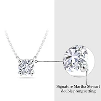Lab Created 3 Carat Round Shape Lab Grown Diamond Solitaire Necklace In Sterling Silver