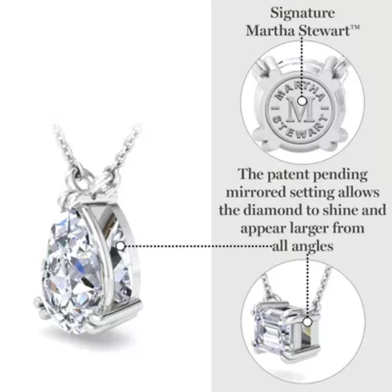 Lab Created 3 Carat Round Shape Lab Grown Diamond Solitaire Necklace In Sterling Silver