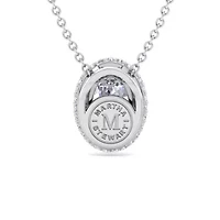 Lab Created 2 1/4 Carat Oval Shape Lab Grown Diamond Halo Necklace In Sterling Silver