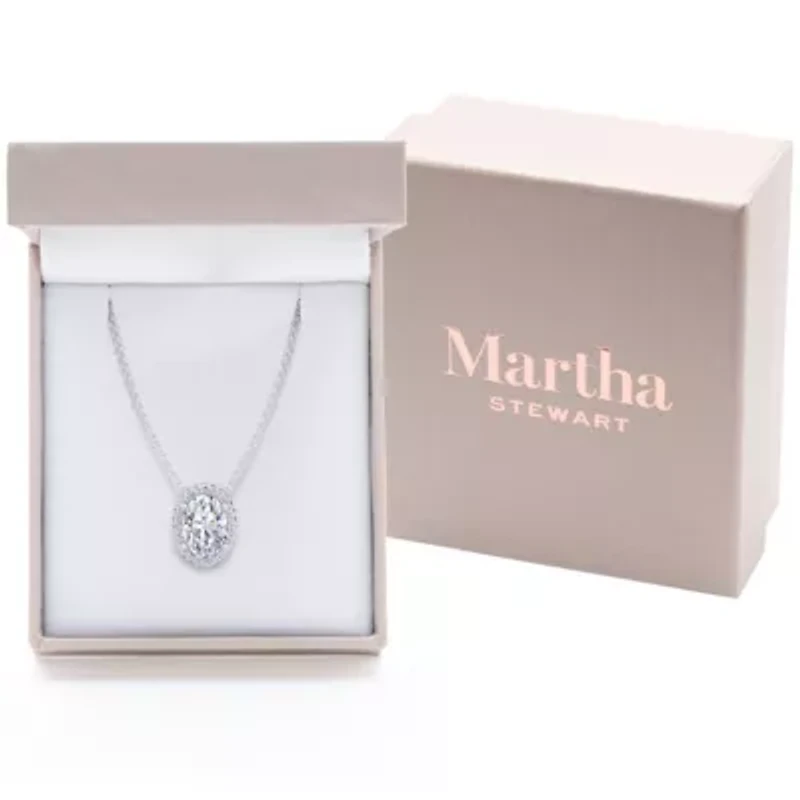 Lab Created 2 1/4 Carat Oval Shape Lab Grown Diamond Halo Necklace In Sterling Silver