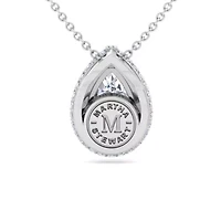 Lab Created 2 1/4 Carat Pear Shape Lab Grown Diamond Halo Necklace In Sterling Silver