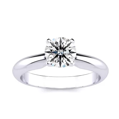 Lab Created Carat Grown Diamond Solitaire Ring Sterling Silver